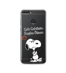 Snoopy Tasarımlı Süper Şeffaf Silikon Telefon Kılıfı Huawei PSmart (2018)