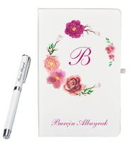 Öğretmene Hediye Kişiye Özel Beyaz Defter Ve Roller Kalem Seti