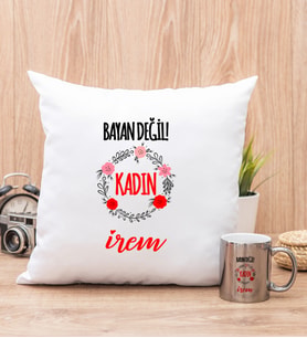 Bayan Değil Kadın Yastık ve Silver Kupa Bardak