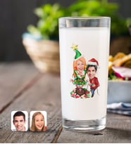 BK Gift Kişiye Özel Sevgililer Yeni Yıl Karikatürlü Rakı Bardağı-1 (Beyaz)
