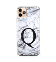 Iphone 11 Pro Beyaz Mermer Harf Tasarımlı Telefon Kılıfı Q-Harfi 