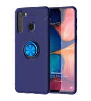 Microsonic Samsung Galaxy A21 Kılıf Kickstand Ring Holder Lacivert