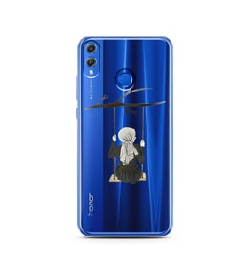 Salıncak Kız Tasarımlı Süper Şeffaf Silikon Telefon Kılıfı Huawei Honor 8X 