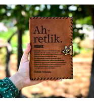 Lügatçe Ahretlik İsme Özel Deri Defter (Kahverengi)