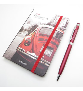 Scrikss Notelook Kırmızı Vosvos Defter + İsme Özel Kalem  İsme Özel Hediyelik Set
