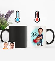 BK Gift Kişiye Özel Baba Oğul Karikatür Sihirli Kupa Bardak  2
