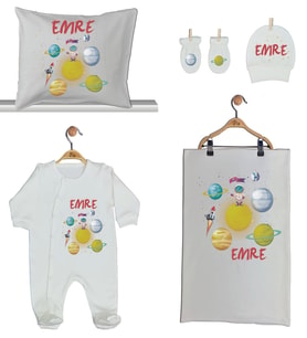 Pia Baby GL 1922-02 İsme Özel Beşli Tulum Set