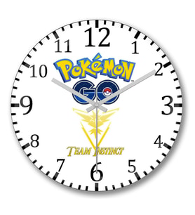 Pokemon Go Team İnstinct Duvar Saati Bombeli Gercek Cam