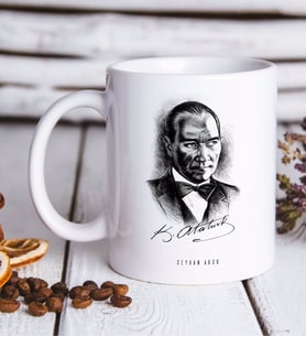 BK Gift Kişiye Özel Atatürk Temalı Beyaz Kupa Bardak-14