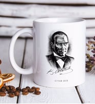 BK Gift Kişiye Özel Atatürk Temalı Beyaz Kupa Bardak-14