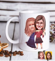 BK Gift Kişiye Özel Kız Kardeşler Karikatürlü Beyaz Kupa Bardak-6