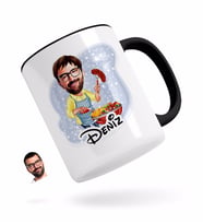 BK Gift Kişiye Özel Erkek Mangalcı Karikatürlü Siyah Kupa Bardak-1