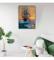 Amiral Gemisi Canvas Tablo (50X70) (Acı Kahve)