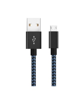 Diwu Micro USB Örgülü Yüksek Hızlı Şarj Kablosu Mavi