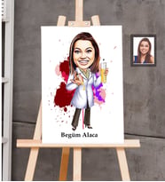 Kişiye Özel Kimyager Karikatürlü Ahşap Tablo 30x47  Bayan-1