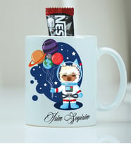 Kişiye Özel Kupa Bardak Astronot Lama Desenli - Nescafe Hediyeli