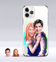 BK Gift Kişiye Özel Sevgililer Karikatürlü iPhone 11 Pro İnce Şeffaf Silikon Telefon Kapağı-40 (Beyaz)