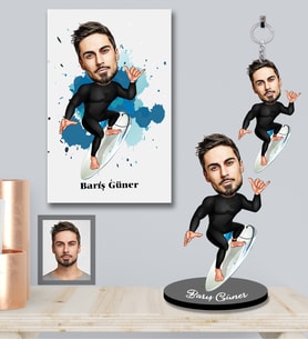 Kişiye Özel Sporcu Karikatürlü 3 lü Hediye Seti Bay-10