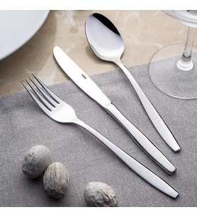 Nehir Sahra Sade 60 Parça Bıçaksız 12 Kişilik Çatal Kaşık Set (Gümüş)