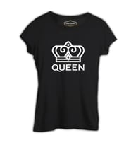 King and Queen - Queen Siyah Kadın Tshirt