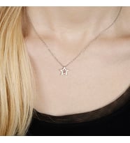 Afrodit Silver Gümüş Rengi Taşsız Yıldız Gümüş Kolye