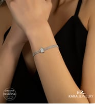 Swarovski 925 Ayar Gümüş Dikdörtgen Bileklik