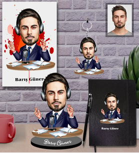 Kişiye Özel Spiker Karikatürlü 5 li Hediye Seti Bay-1