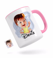 BK Gift Kişiye Özel Bebek Karikatürlü Pembe Kupa Bardak-1