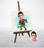 BK Gift Kişiye Özel Asker Karikatür Şovaleli Doğal Taş  1