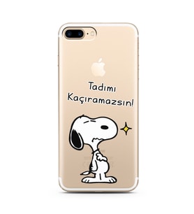 Snoopy Tasarımlı Süper Şeffaf Silikon Telefon Kılıfı İphone 8 Plus