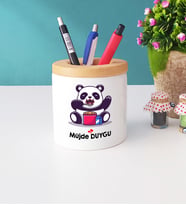 Sevimli Panda Tasarımlı Kişiye Özel Panda Kalemlik