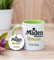 Maden Teknolojisi Öğretmeni Yeşil Kupa Bardak Ve Anahtarlık Set