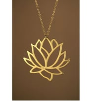 24 Ayar Has Altın Kaplama Lotus Çiçeği Kolye (Gold)