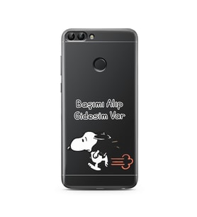 Snoopy Tasarımlı Süper Şeffaf Silikon Telefon Kılıfı Huawei PSmart (2018)