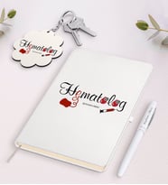 BK Gift Kişiye Özel Hematolog Beyaz Defter Kalem Ve Anahtarlık Hediye Seti (Model 1)