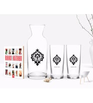BK Gift Kişiye Özel Renkli Baskılı İsimli İkili Rakı Bardağı Karaf ve Cep Kitabı Hediye Seti-123 (Model 1)