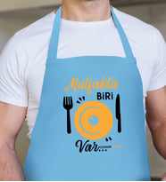 BK Gift Kişiye Özel Mutfakta Biri Var Mavi Erkek Mutfak Önlüğü  3