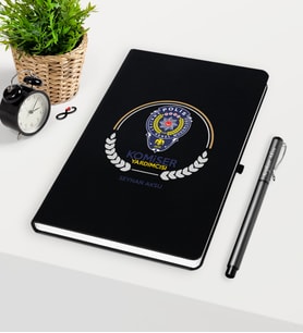 BK Gift Kişiye Özel Komiser Yardımcısı Temalı Siyah Defter Kalem Seti - 2