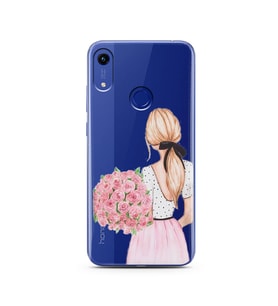 Çiçekli Kız Tasarımlı Süper Şeffaf Silikon Telefon Kılıfı Huawei Honor 8A