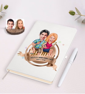 BK Gift Kişiye Özel Yılın En Mükemmel Çifti Karikatürlü Beyaz Defter ve Kalem Hediye Seti-51