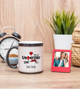 Veteriner Hekimi Sihirli  Kupa Bardak ve Kırmızı Mini Çerçeve