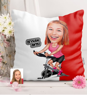 BK Gift Kişiye Özel Bayan Sporcu Karikatürlü  Yastık