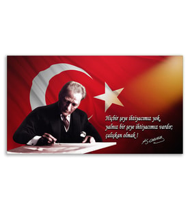 ''Güner Ofis'' Atatürk Tablosu Deri Üzerine Kanvas Tablo 80x130