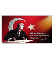 ''Güner Ofis'' Atatürk Tablosu Deri Üzerine Kanvas Tablo 80x130
