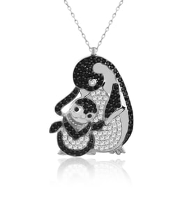Anne Bebek Penguen Gümüş Kolye