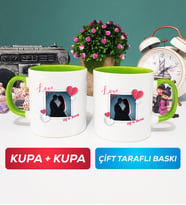 İkili Sevgiliye Sevgililer Günü Hediyesi 7 Kupa Bardak Yeşil