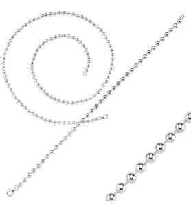 Gümüş Top Erkek Kolye Zincir ve Bileklik Set 33gr 4mm msn19s