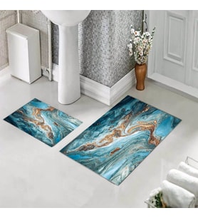 Banyo Halısı Ikili Klozet Takımı Kaymaz Tabanlı (60 xm x 100 cm + 40 cm x 60 cm) 