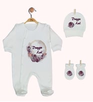 Pia Baby GL 1919-01 İsme Özel Üçlü Tulum Set