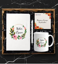 Kişiye Özel İsimli Beyaz Defter Kalem Kupa Set
